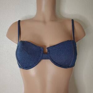 No Boundaries Blue Denim Look Bikini Top Size M (8-10)